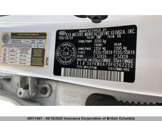 5XYKWDA70FG562252 KIA Sorento Sx/sx Limited