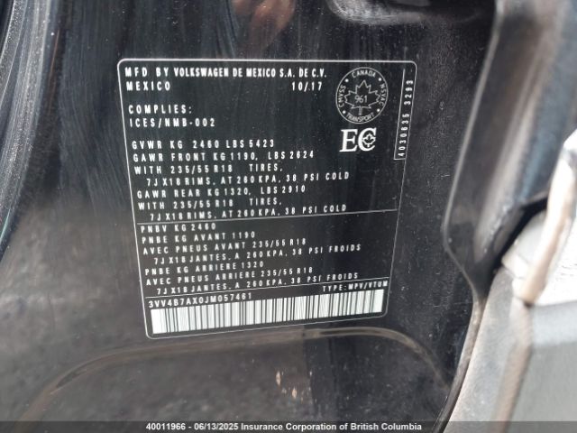 3VV4B7AX0JM057461 Volkswagen Tiguan Sel Premium