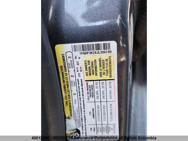 1FADP3K2XJL306190 Ford 2.0l gdi