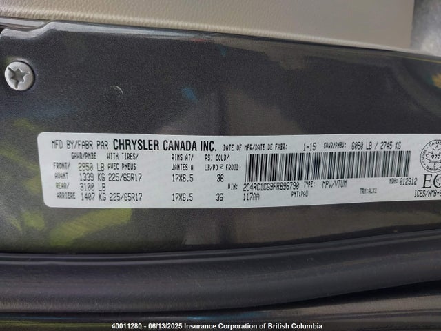 2C4RC1CG9FR696790 Chrysler Town & Country Touring L