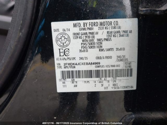 2FMDK4JCXEBA84969 Ford Edge