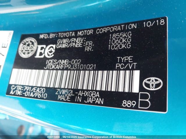 JTDKARFP9J3101021 Toyota PRIUS PRIME