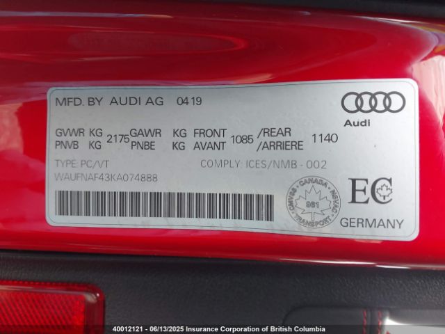 WAUFNAF43KA074888 Audi A4