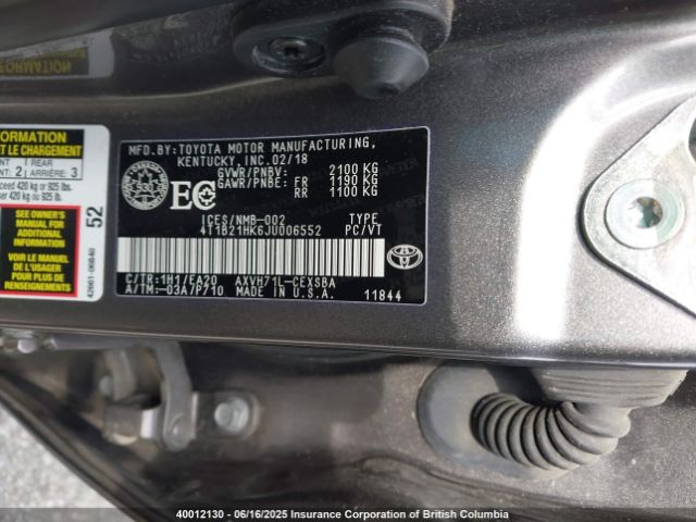 4T1B21HK6JU006552 Toyota Camry