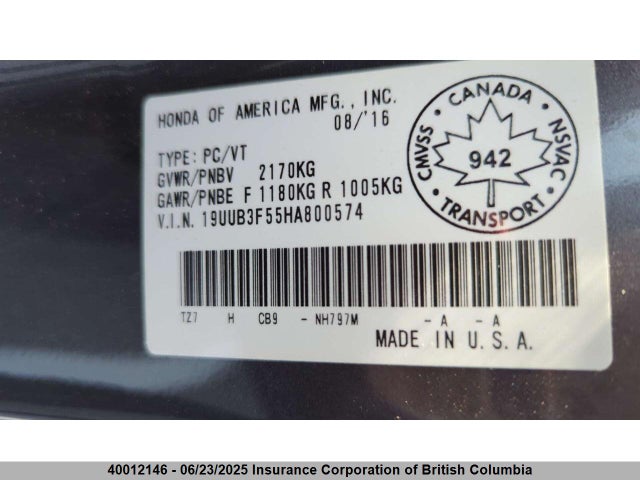 19UUB3F55HA800574 Acura j35y6