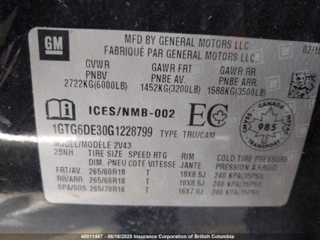 1GTG6DE30G1228799 GMC CANYON SLT