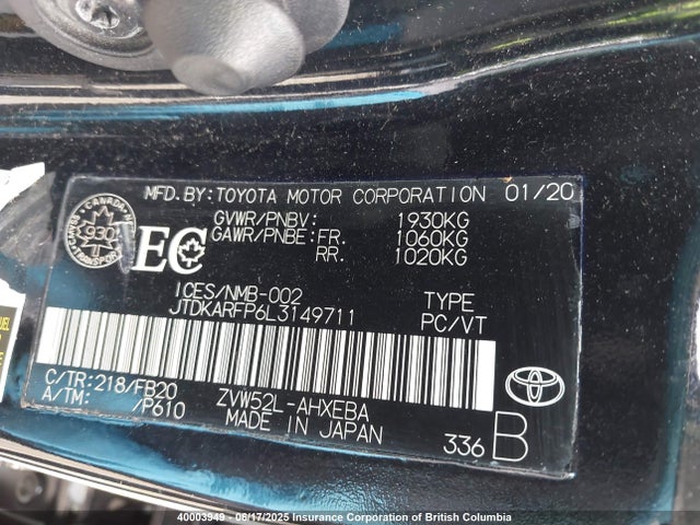 JTDKARFP6L3149711 Toyota Prius Prime Le/xle/limited