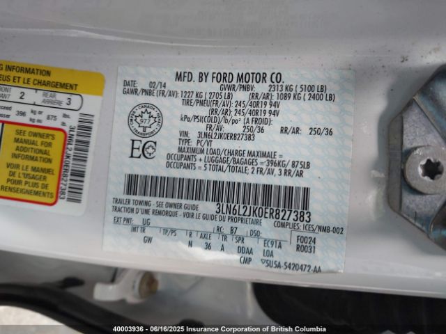 3LN6L2JK0ER827383 Lincoln MKZ