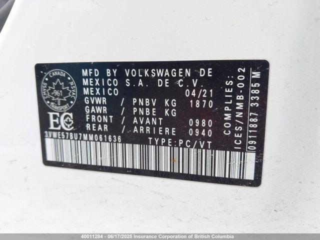 3VWE57BU7MM061636 Volkswagen JETTA SEL