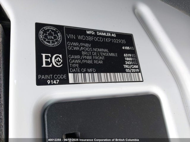 WD3BF0CD1KP102935 Mercedes-Benz Sprinter 2500/3500