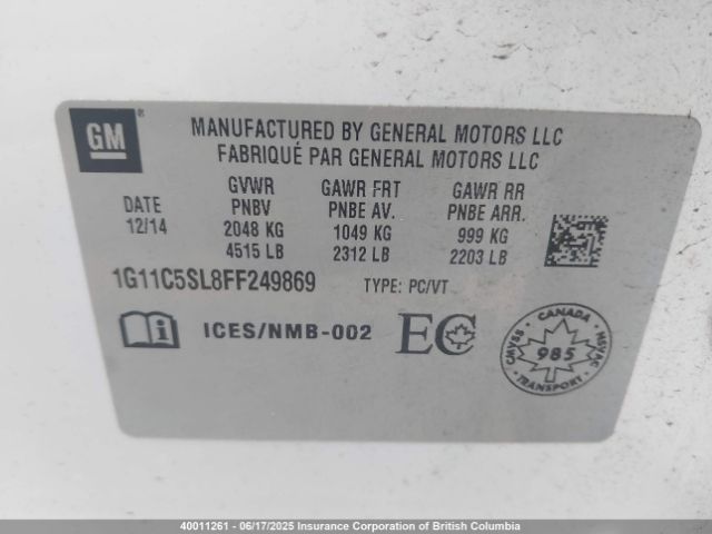 1G11C5SL8FF249869 Chevrolet MALIBU 1LT