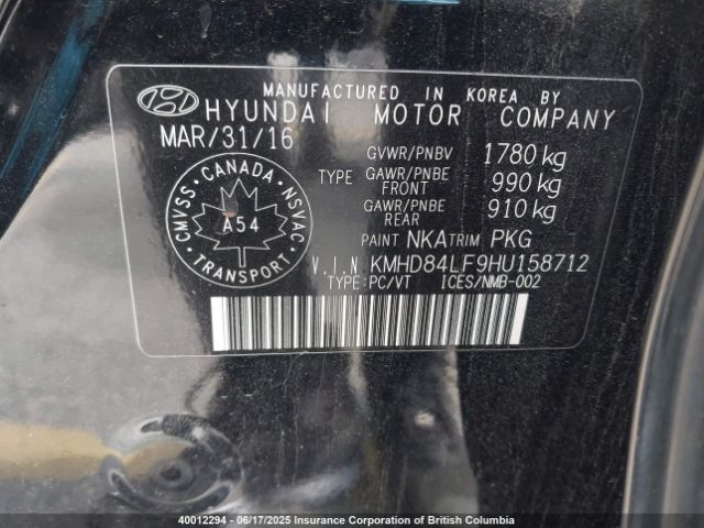 KMHD84LF9HU158712 Hyundai Elantra Se/value/limited