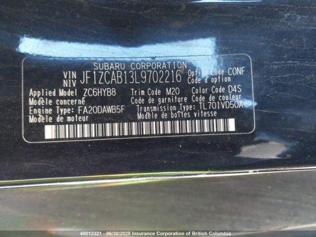 JF1ZCAB13L9702216 Subaru na