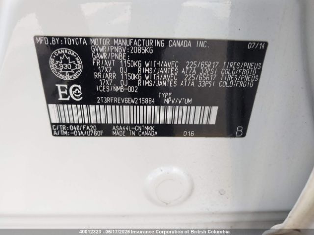 2T3RFREV6EW215884 Toyota RAV4