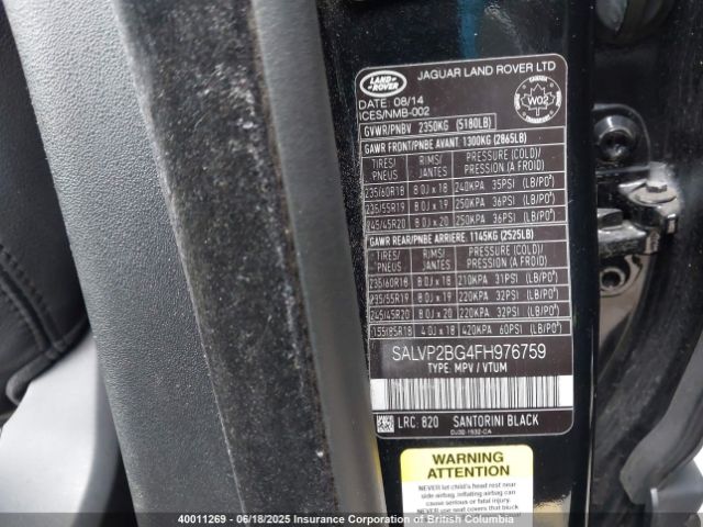 SALVP2BG4FH976759 Land Rover Range Rover Evoque Pure Plus
