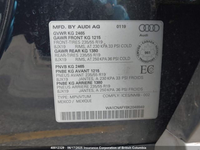 WA1CNAFY8K2049949 Audi Q5