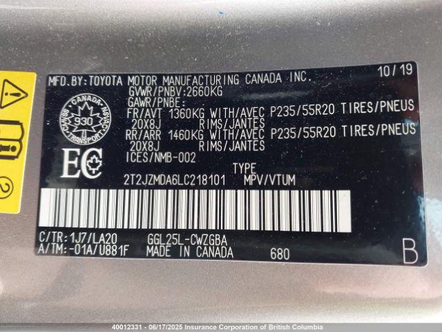 2T2JZMDA6LC218101 Lexus 2gr-fks