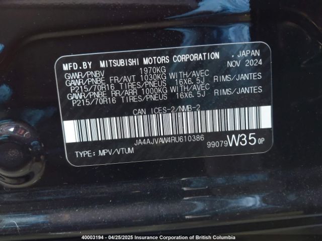 JA4AJVAW4RU610386 Mitsubishi Rvr Se/sel/noir/gt