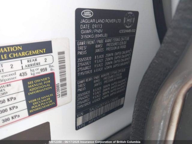 SALGV2EFXEA139085 Land Rover Range Rover 5.0l V8 Supercharged Autobiography