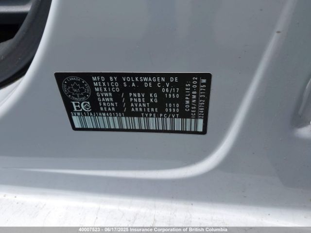 3VWL17AJ1HM401301 Volkswagen Jetta Sel/sel Premium