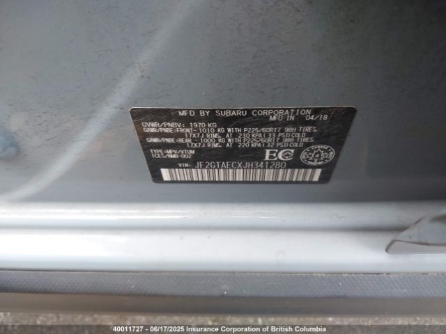 JF2GTAECXJH341280 Subaru Crosstrek Premium