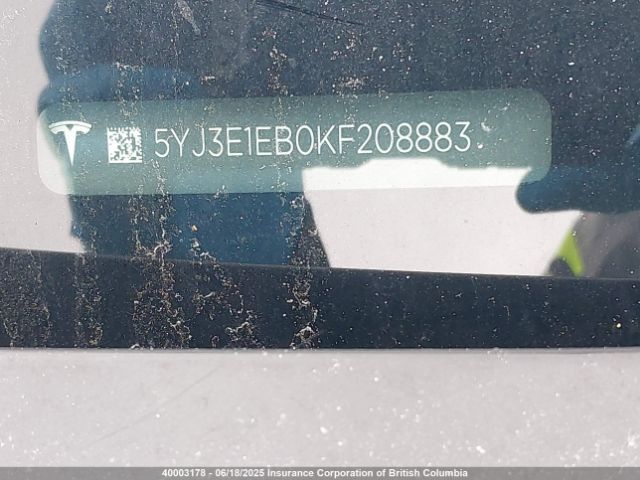 5YJ3E1EB0KF208883 Tesla MODEL 3