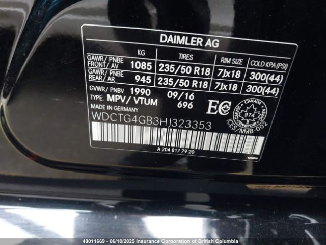 WDCTG4GB3HJ323353 Mercedes-Benz 270