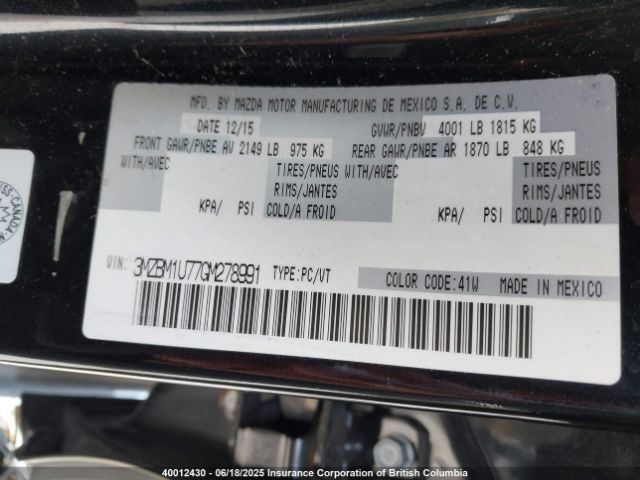 3MZBM1U77GM278991 Mazda 3 SPORT