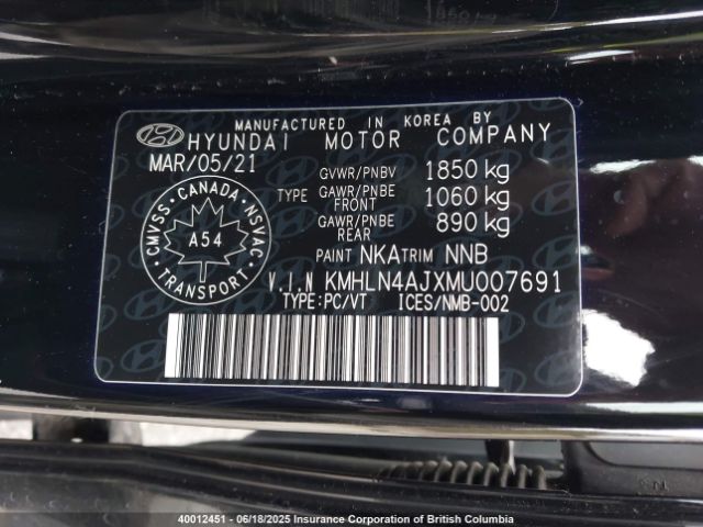 KMHLN4AJXMU007691 Hyundai Elantra Limited