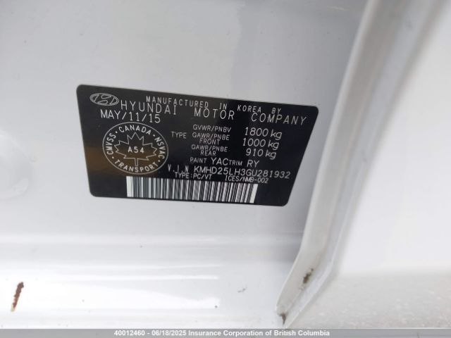 KMHD25LH3GU281932 Hyundai ELANTRA GT