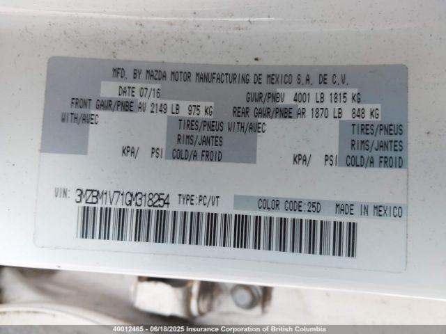 3MZBM1V71GM318254 Mazda 3 TOURING