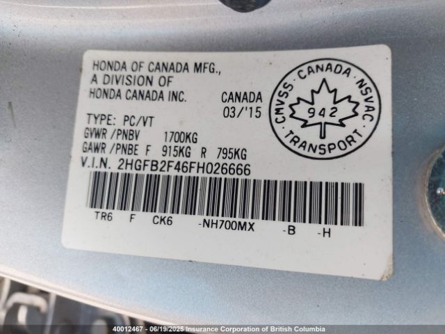 2HGFB2F46FH026666 Honda r18z1