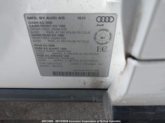 WA1F2AFY0R2017898 Audi 55 tfsi
