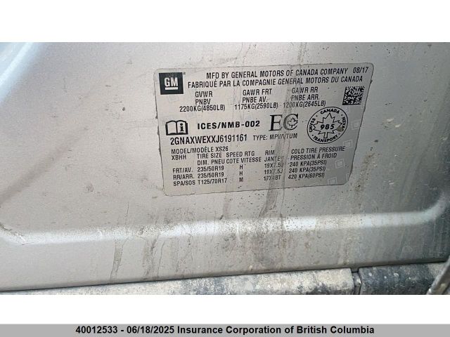 2GNAXWEXXJ6191161 Chevrolet Equinox Premier
