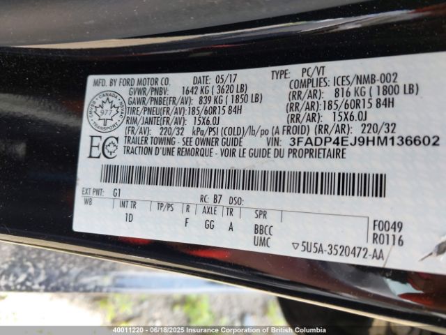 3FADP4EJ9HM136602 Ford FIESTA SE
