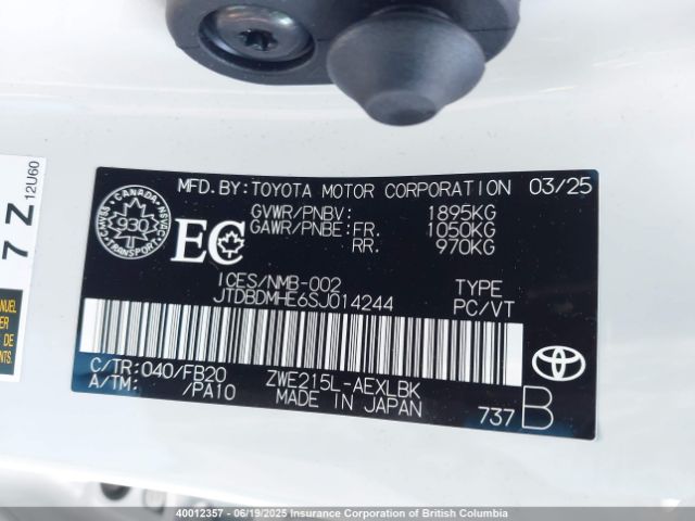 JTDBDMHE6SJ014244 Toyota 2zr-fxe