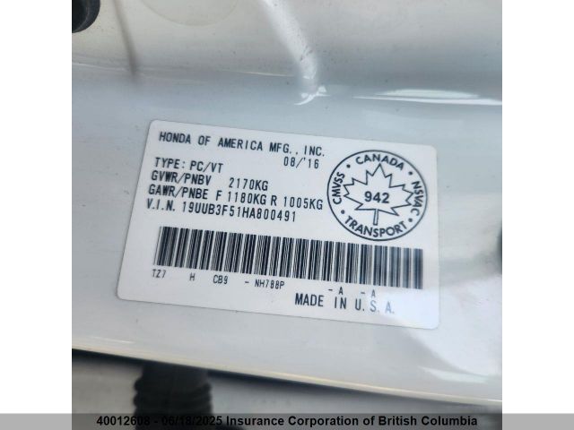 19UUB3F51HA800491 Acura TLX