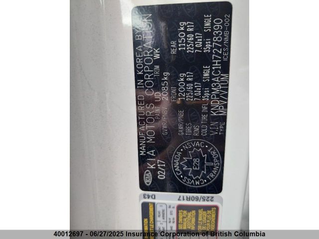 KNDPM3AC1H7278390 KIA gdi theta ii