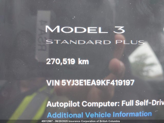 5YJ3E1EA9KF419197 Tesla MODEL 3