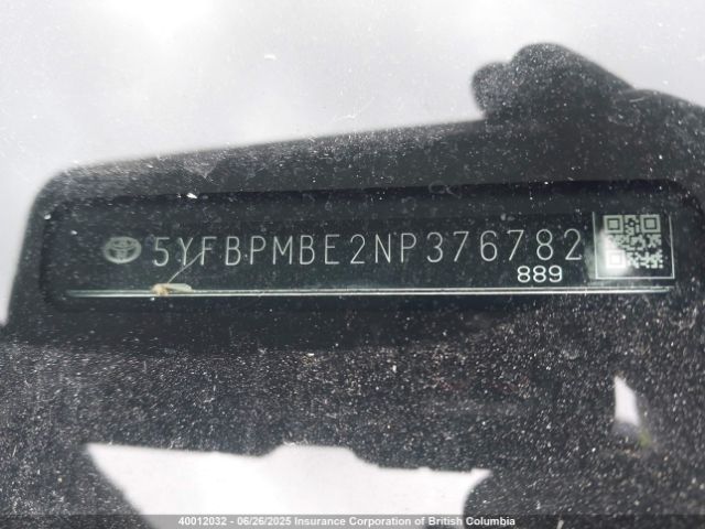 5YFBPMBE2NP376782 Toyota 2zr-fae