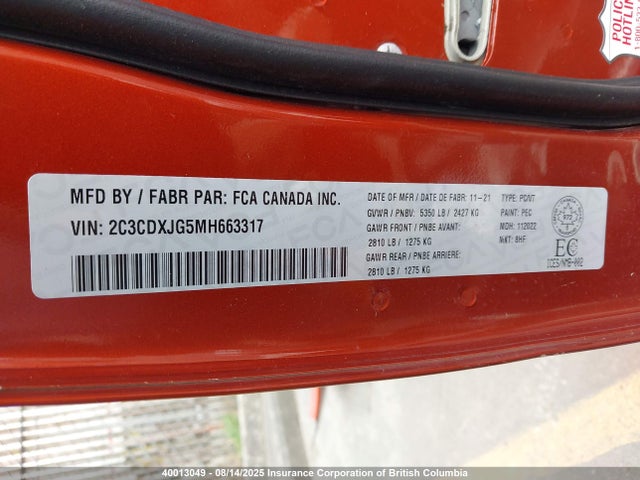 2C3CDXJG5MH663317 Dodge Charger