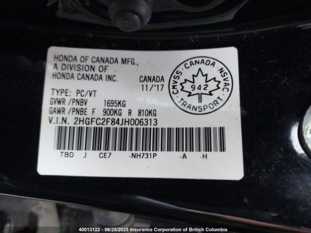 2HGFC2F84JH006313 Honda k20c2