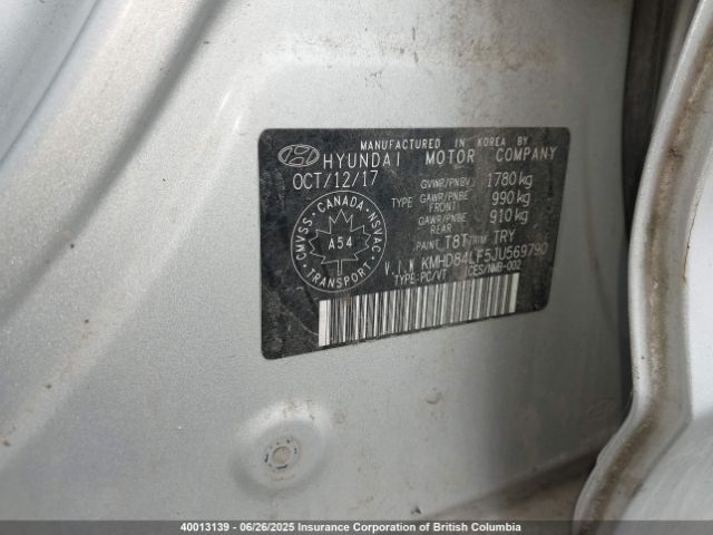 KMHD84LF5JU569790 Hyundai mpi nu