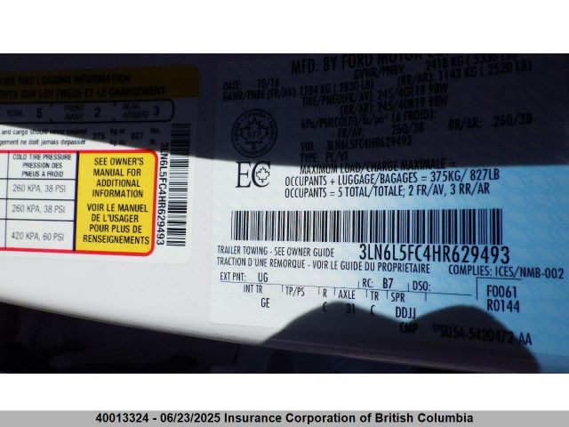 3LN6L5FC4HR629493 Lincoln MKZ