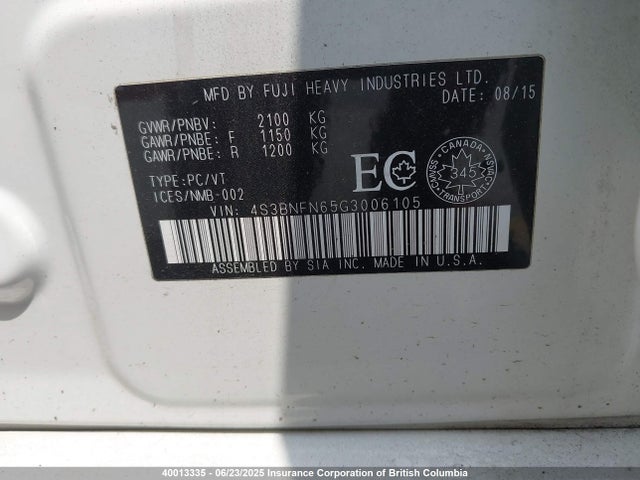4S3BNFN65G3006105 Subaru 3.6l c0