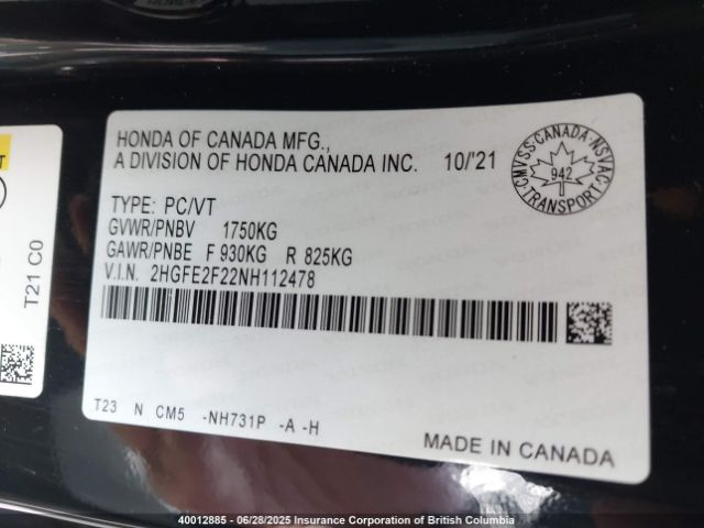 2HGFE2F22NH112478 Honda k20c2