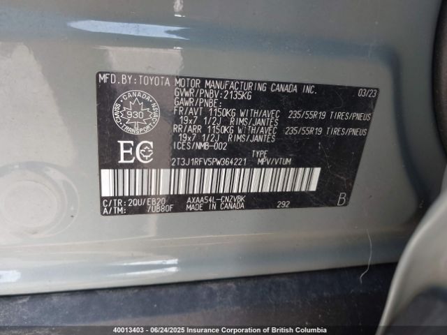 2T3J1RFV5PW364221 Toyota a25a-fks