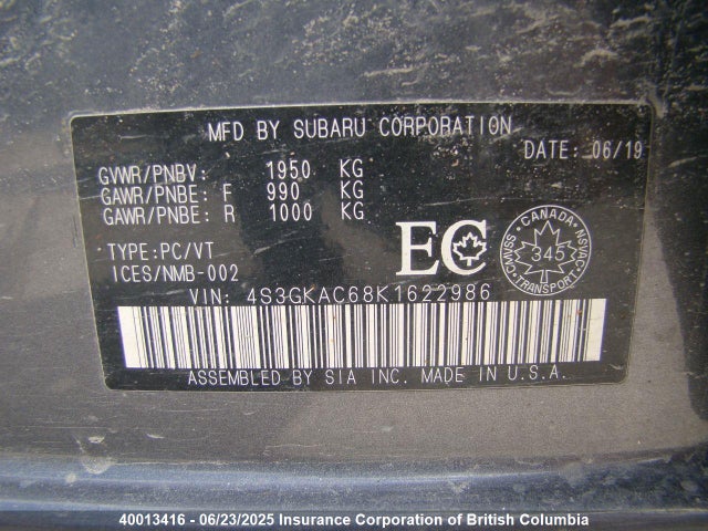 4S3GKAC68K1622986 Subaru 2019