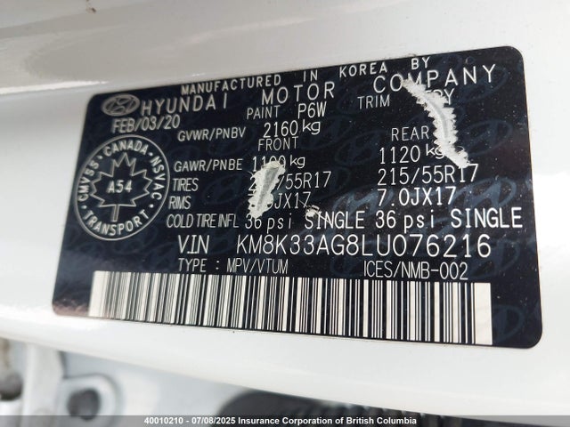 KM8K33AG8LU076216 Hyundai hmc battery + traction motor
