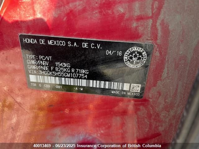 3HGGK5H55GM107754 Honda l15b1